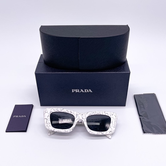 NEW PRADA WOMEN WHITE CAT EYE SUNGLASSES PRADA - Picture 15 of 15